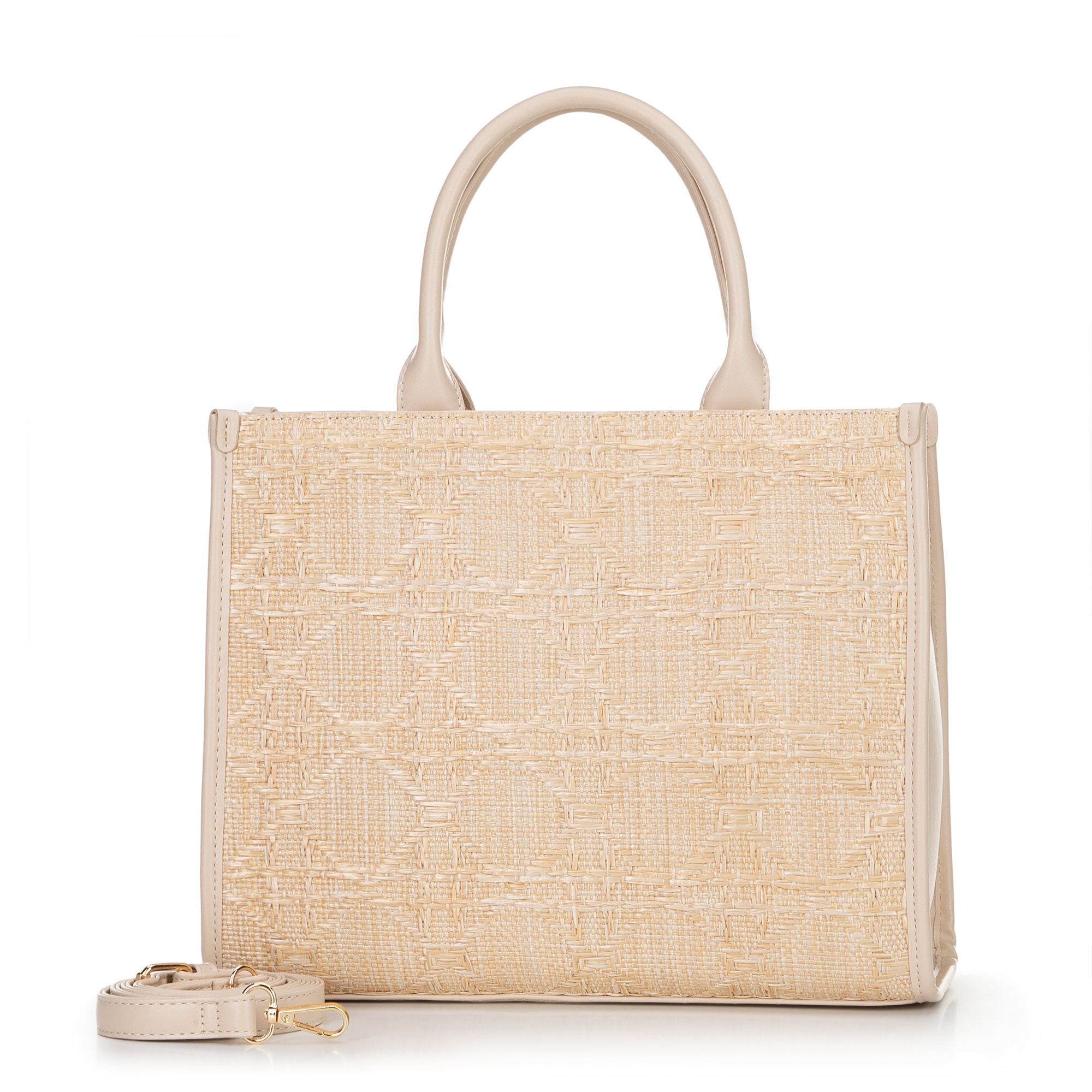 Béžová dámska shopper kabelka Wittchen z polyesteru s prepletaným detailom, Vyberte variant béžová
