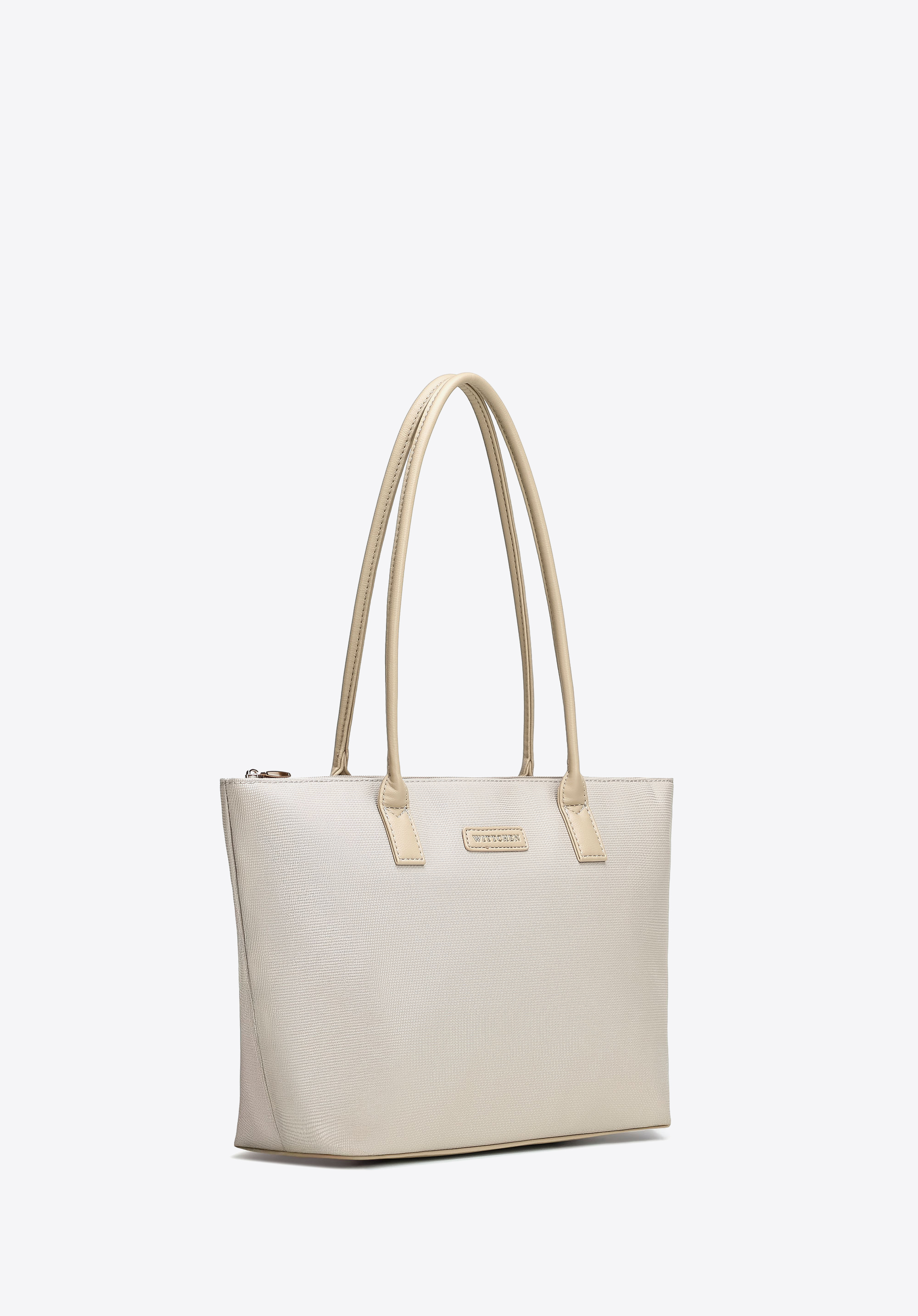 Torebka damska shopper na ramię z zamkiem, kremowy, 102-4Y-401-0, Zdjęcie 1