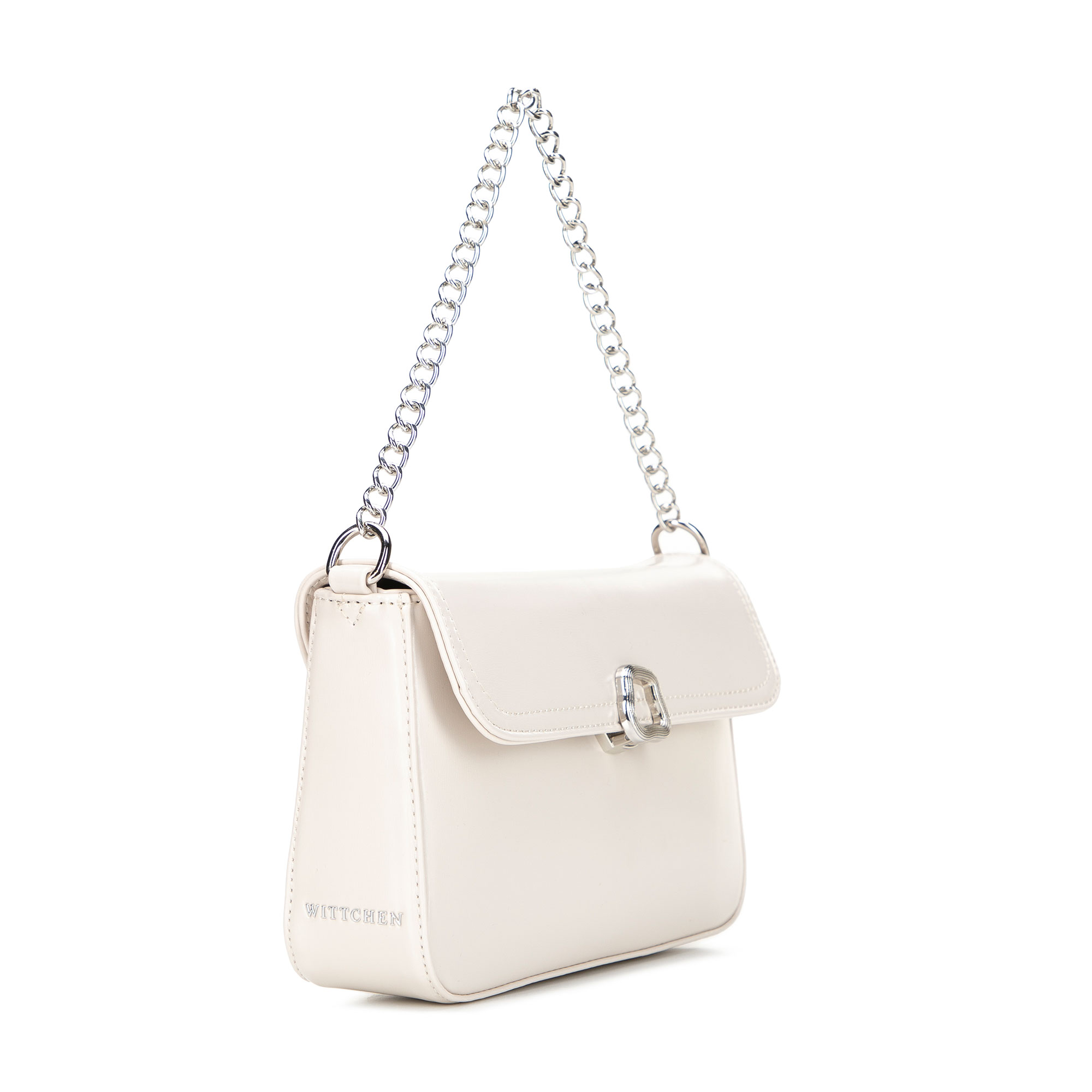 Dámska crossbody kabelka Wittchen z imitácie kože s retiazkovým detailom a čistým vzhľadom, Vyberte variant krémová
