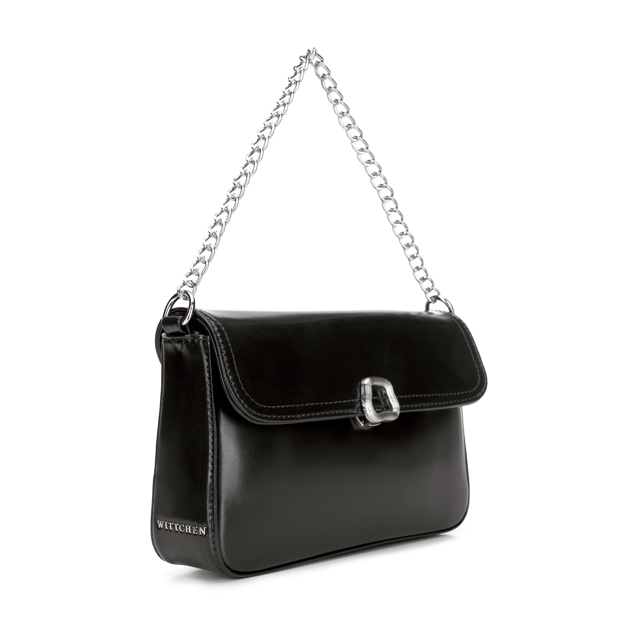 Dámska crossbody kabelka Wittchen z imitácie kože s retiazkovým detailom a elegantným vzhľadom, Vyberte variant čierna