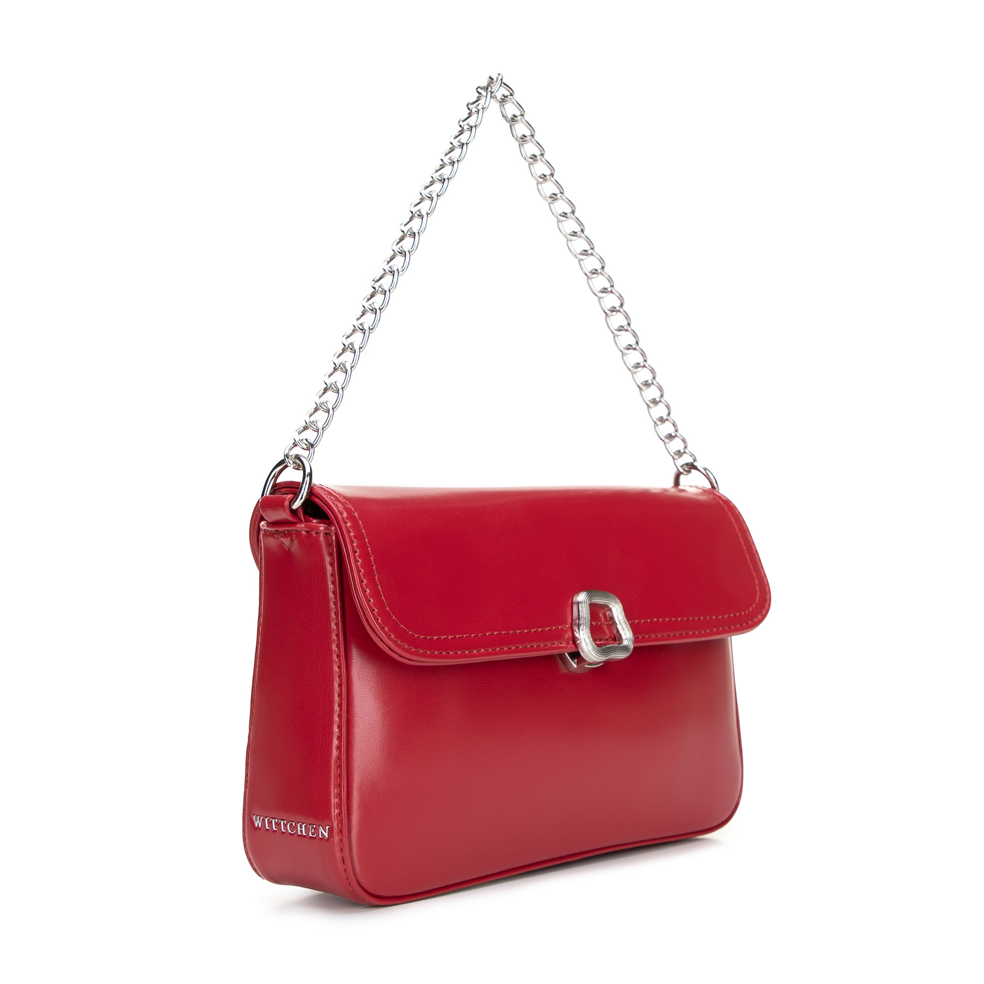 Dámska crossbody kabelka Wittchen z imitácie kože s retiazkovým detailom a moderným vzhľadom, Vyberte variant červená