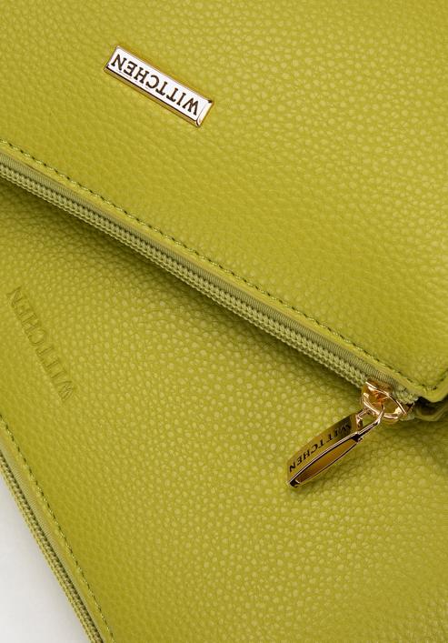 Women's double faux leather crossbody bag with a decorative chain shoulder strap, lime, 98-4Y-508-Y, Photo 6