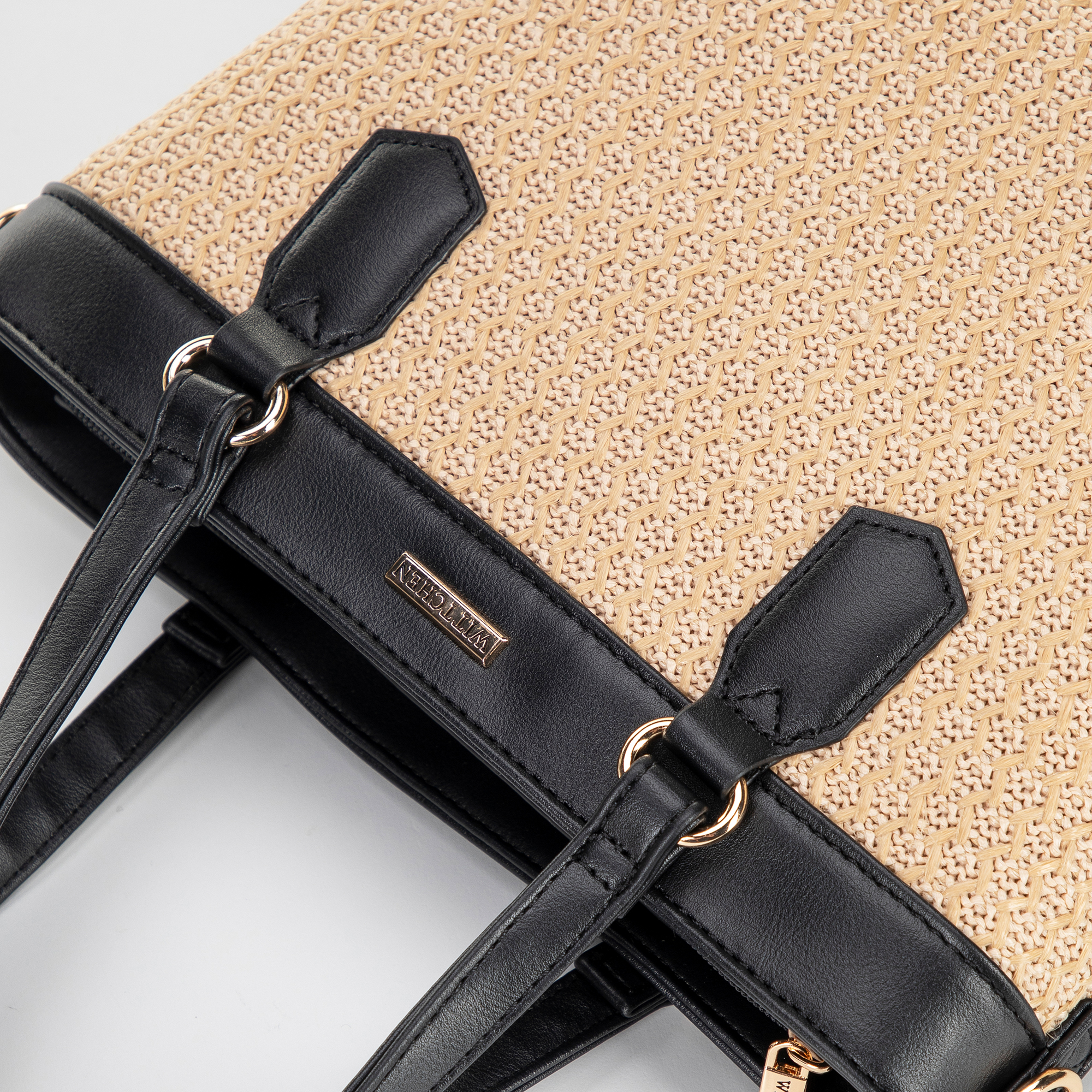 Dámska boho kabelka s pevným elegantným tvarom 101-4Y-491-9, Vyberte variant béžovo-čierna