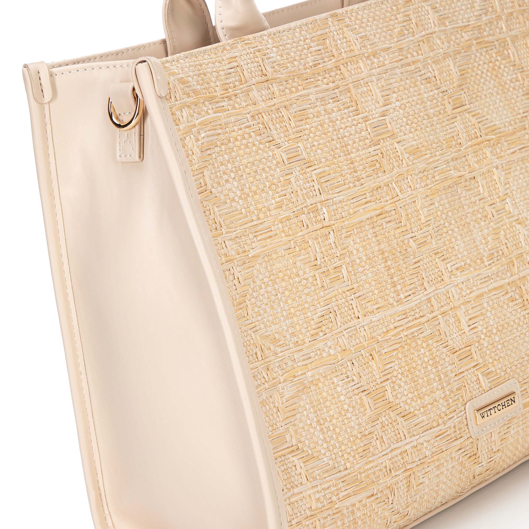 Béžová dámska shopper kabelka Wittchen z polyesteru s prepletaným detailom, Vyberte variant béžová