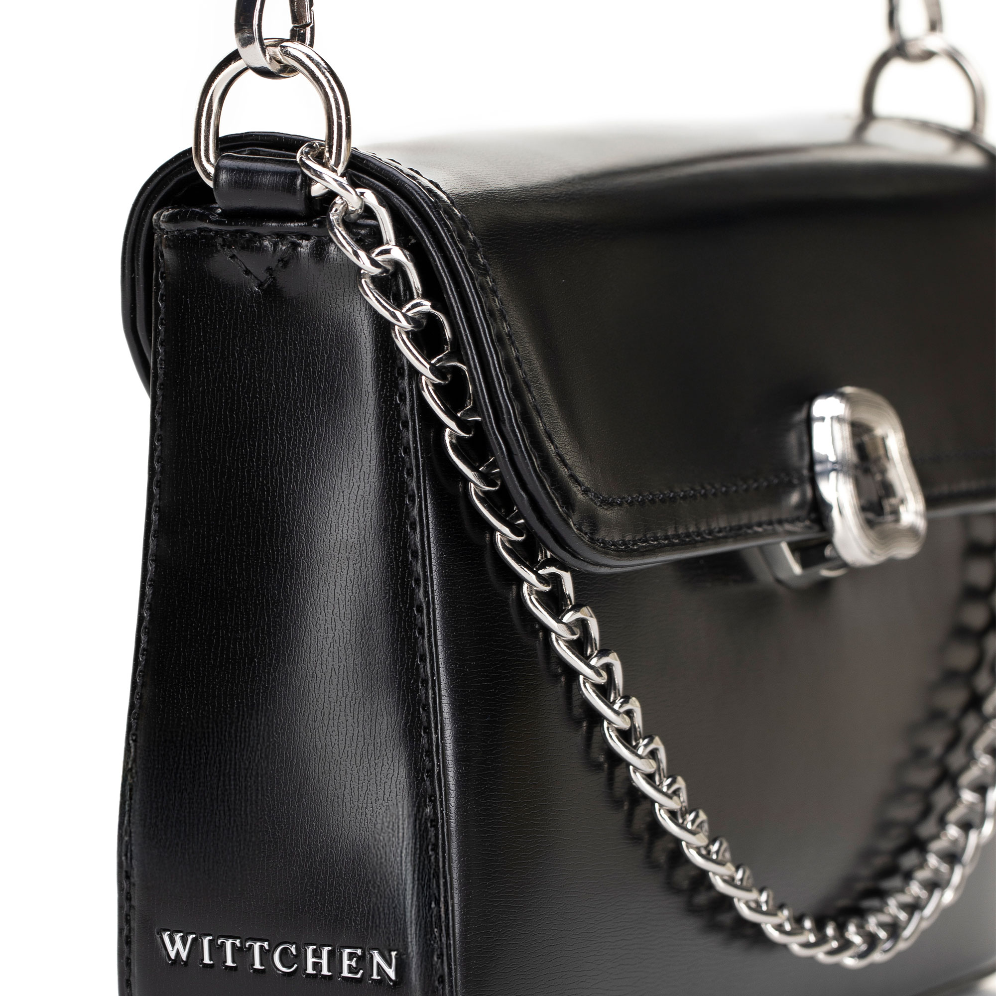 Dámska crossbody kabelka Wittchen z imitácie kože s retiazkovým detailom a elegantným vzhľadom, Vyberte variant čierna