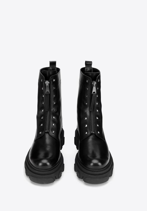 Women's combat boots with studded details., black, 93-D-804-1-40, Photo 3