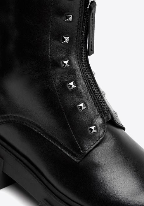 Women's combat boots with studded details., black, 93-D-804-1-41, Photo 6