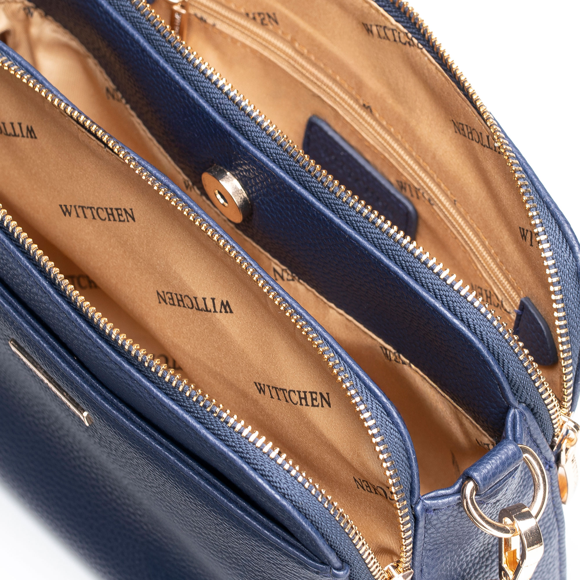Tmavomodrá trojkomorová crossbody kabelka z imitácie kože 29-4Y-020-B7, Vyberte variant granatová