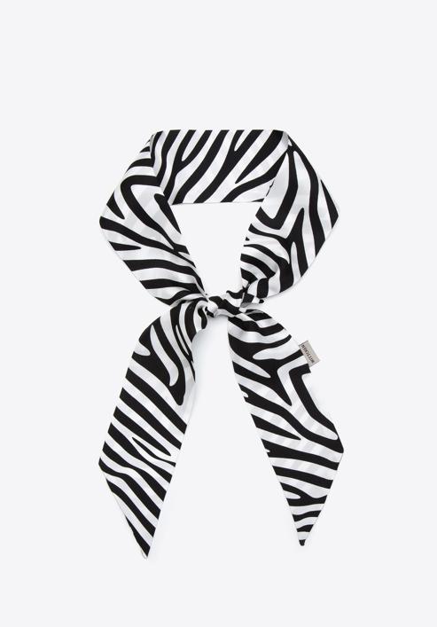 Women's silk twilly scarf, white-black, 97-7T-001-X5, Photo 1