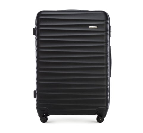 Duża walizka z ABS-u z żebrowaniem, czarny, 56-3A-313-11, Zdjęcie 1