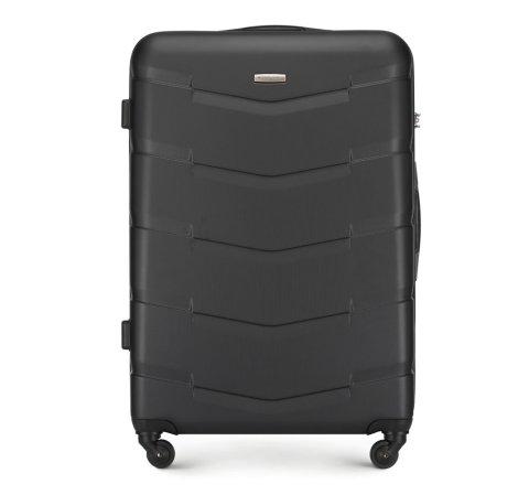 Duża walizka z ABS-u w deseń, czarny, 56-3A-403-31, Zdjęcie 1