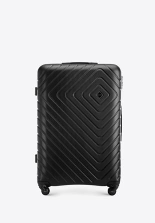 Duża walizka z ABS-u z geometrycznym tłoczeniem czarna