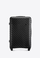 Duża walizka z ABS-u z geometrycznym tłoczeniem, czarny, 56-3A-753-35, Zdjęcie 1