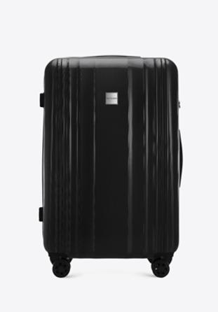 Duża walizka z polikarbonu tłoczona plaster miodu, czarny, 56-3P-303-10, Zdjęcie 1