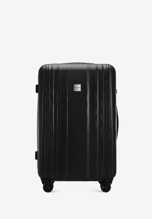 Duża walizka z polikarbonu tłoczona plaster miodu, czarny, 56-3P-303-50, Zdjęcie 1