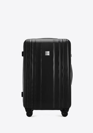 Black honeycomb embossed polycarbonate large suitcase