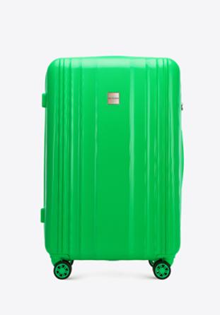 Duża walizka z polikarbonu tłoczona plaster miodu, zielony, 56-3P-303-85, Zdjęcie 1