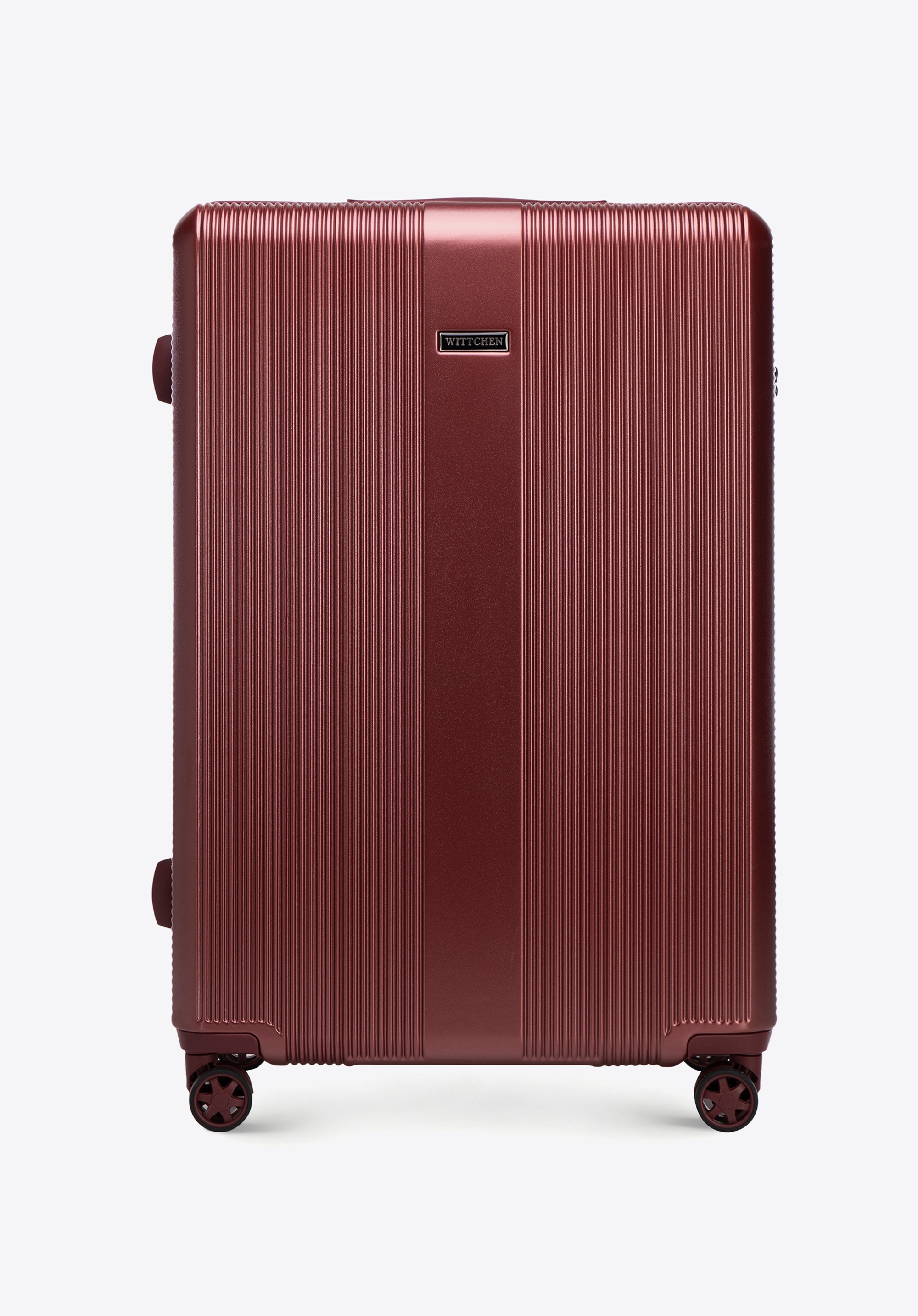 Large polycarbonate ribbed suitcase, burgundy, 56-3P-903-36, Photo 1