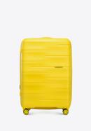 Duża walizka z polipropylenu w tłoczone paski, żółty, 56-3T-143-B-50, Zdjęcie 1
