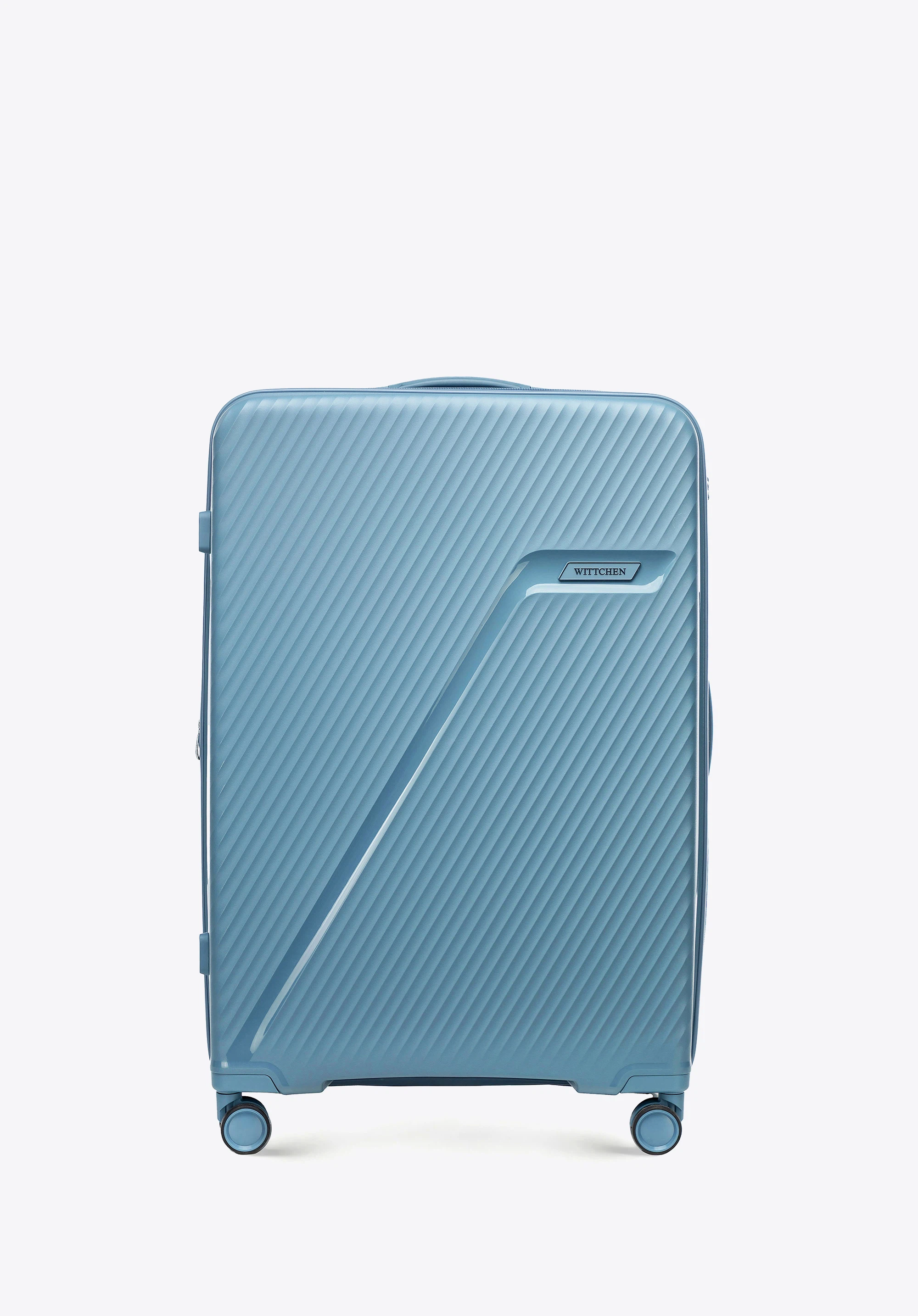 Large polypropylene suitcase with diagonal pattern, blue, 56-3T-503-70, Photo 1