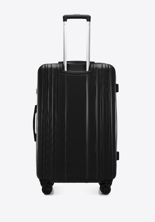 Duża walizka z polikarbonu tłoczona plaster miodu, czarny, 56-3P-303-50, Zdjęcie 3