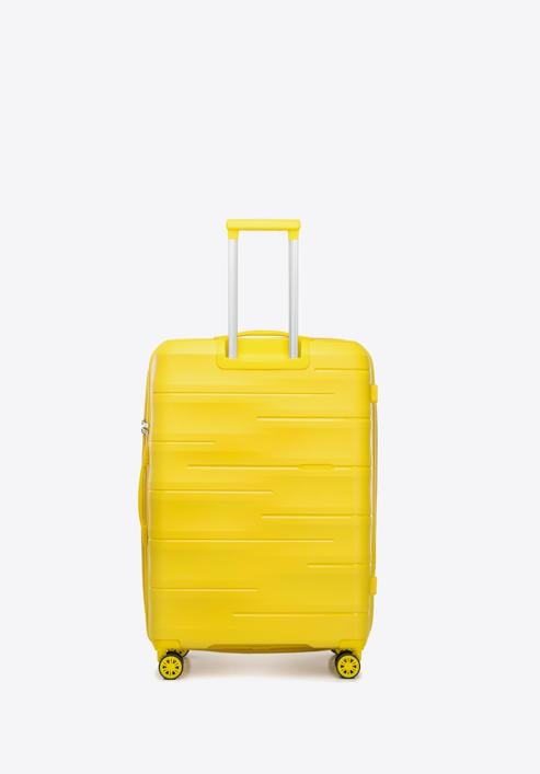 Duża walizka z polipropylenu w tłoczone paski, żółty, 56-3T-143-B-50, Zdjęcie 3
