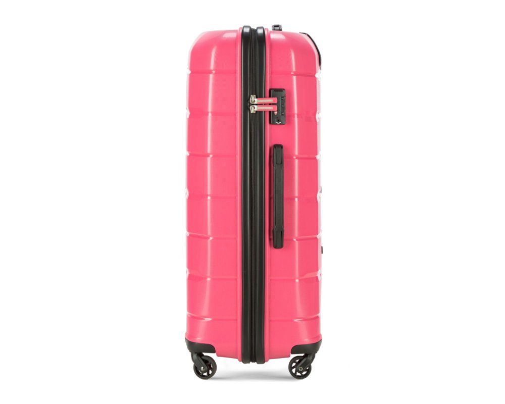 light pink suitcase