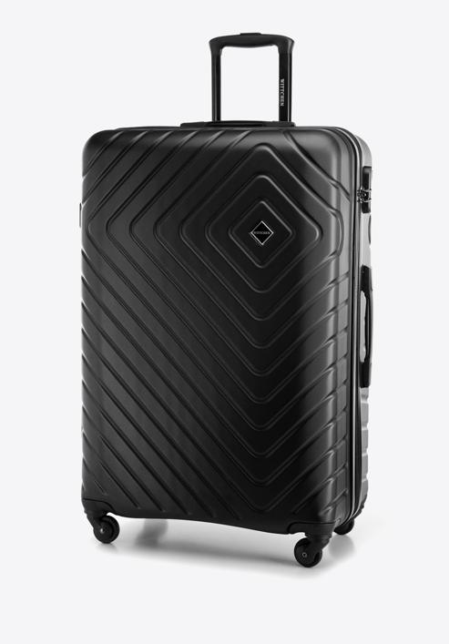 Duża walizka z ABS-u z geometrycznym tłoczeniem, czarny, 56-3A-753-35, Zdjęcie 4