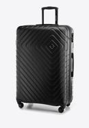 Duża walizka z ABS-u z geometrycznym tłoczeniem, czarny, 56-3A-753-25, Zdjęcie 4