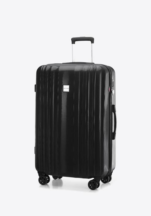 Duża walizka z polikarbonu tłoczona plaster miodu, czarny, 56-3P-303-50, Zdjęcie 4
