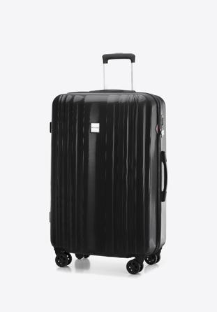 Black honeycomb embossed polycarbonate large suitcase