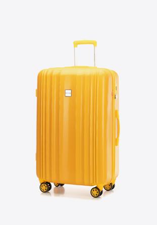 Duża walizka z polikarbonu tłoczona plaster miodu, żółty, 56-3P-303-50, Zdjęcie 1