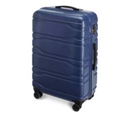 DuÅ¼a walizka z polikarbonu tÅ‚oczona, granatowy, 56-3P-983-91, ZdjÄ™cie 1