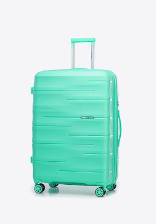 Large polypropylene ribbed suitcase, green, 56-3T-143-B-85, Photo 1
