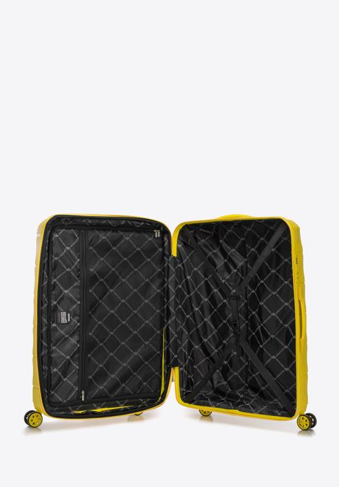 Duża walizka z polipropylenu w tłoczone paski, żółty, 56-3T-143-B-50, Zdjęcie 5