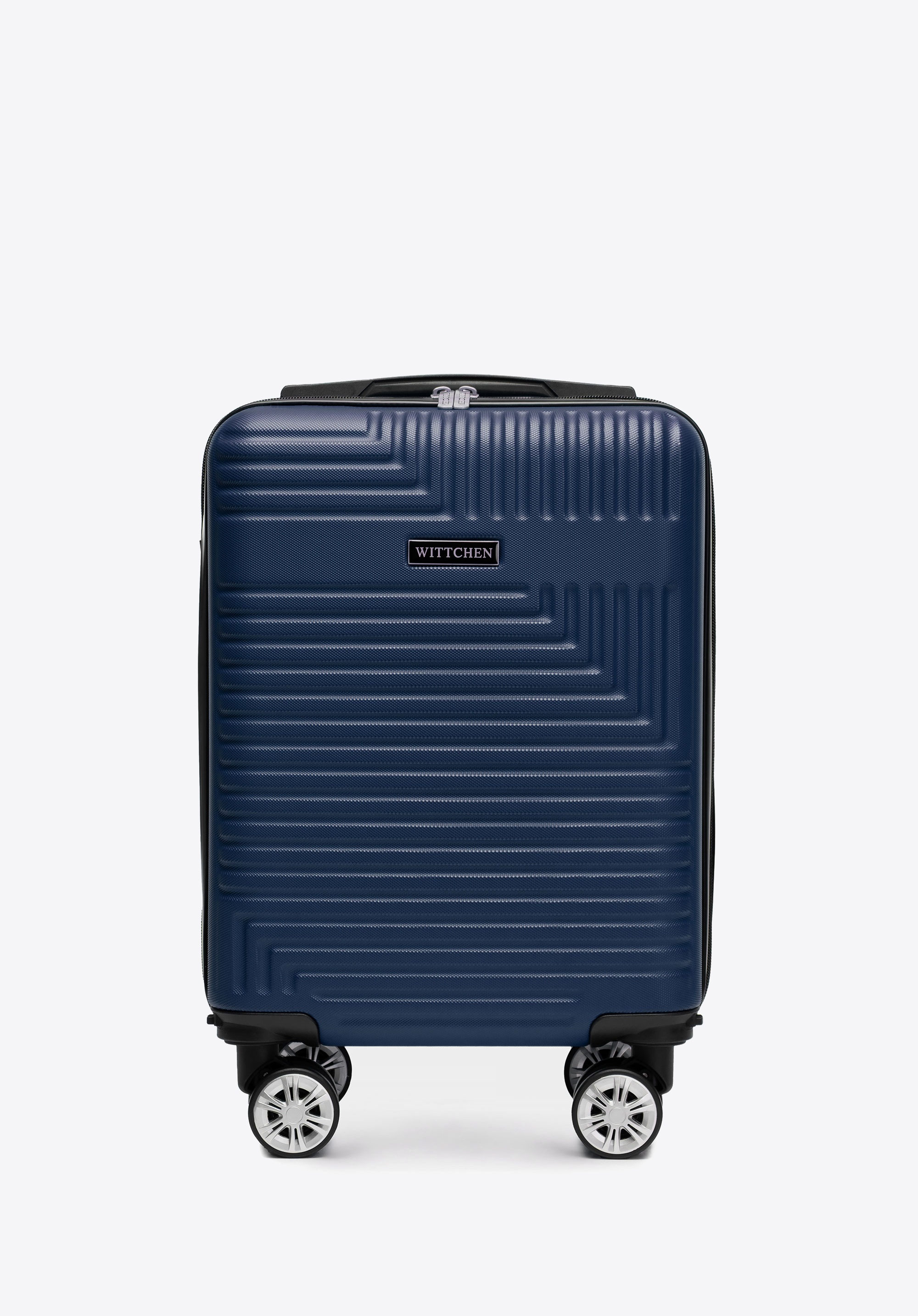 ABS cabin case with detachable wheels and a geometric pattern, navy blue, 56-3A-281-90B, Photo 1
