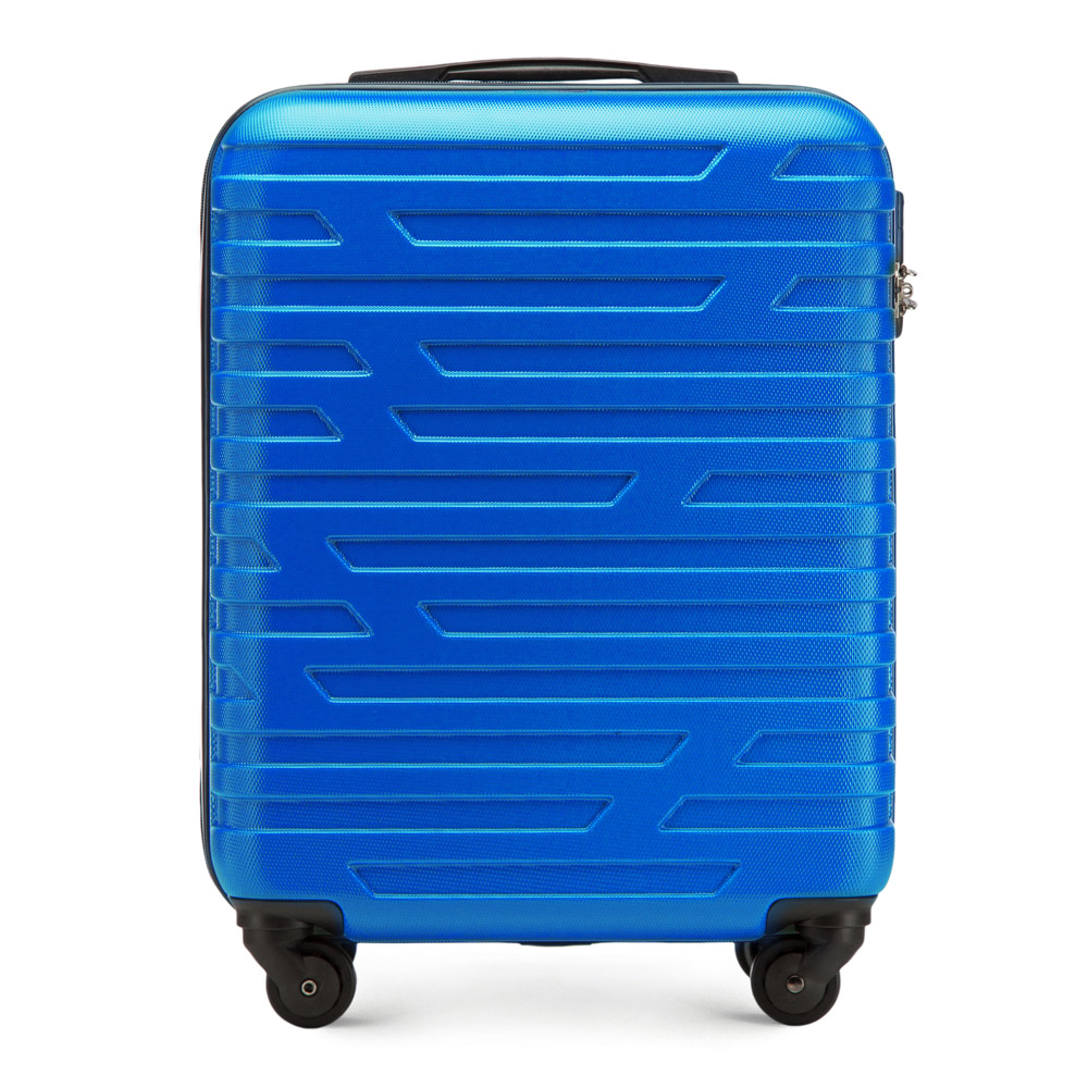 Walizka kabinowa z ABS-u w geometryczny deseń niebieska product