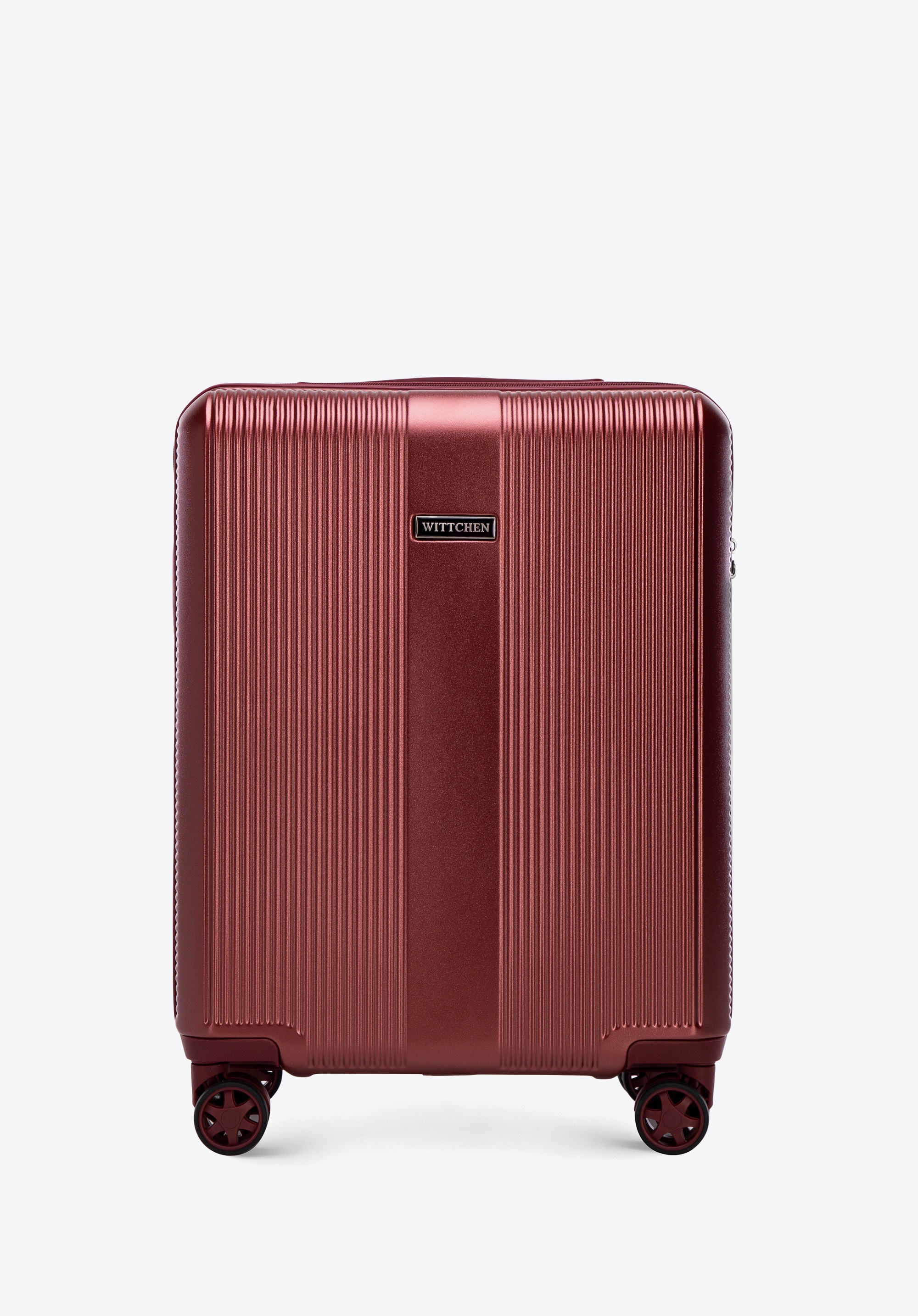 Small polycarbonate ribbed suitcase, burgundy, 56-3P-901-36, Photo 1