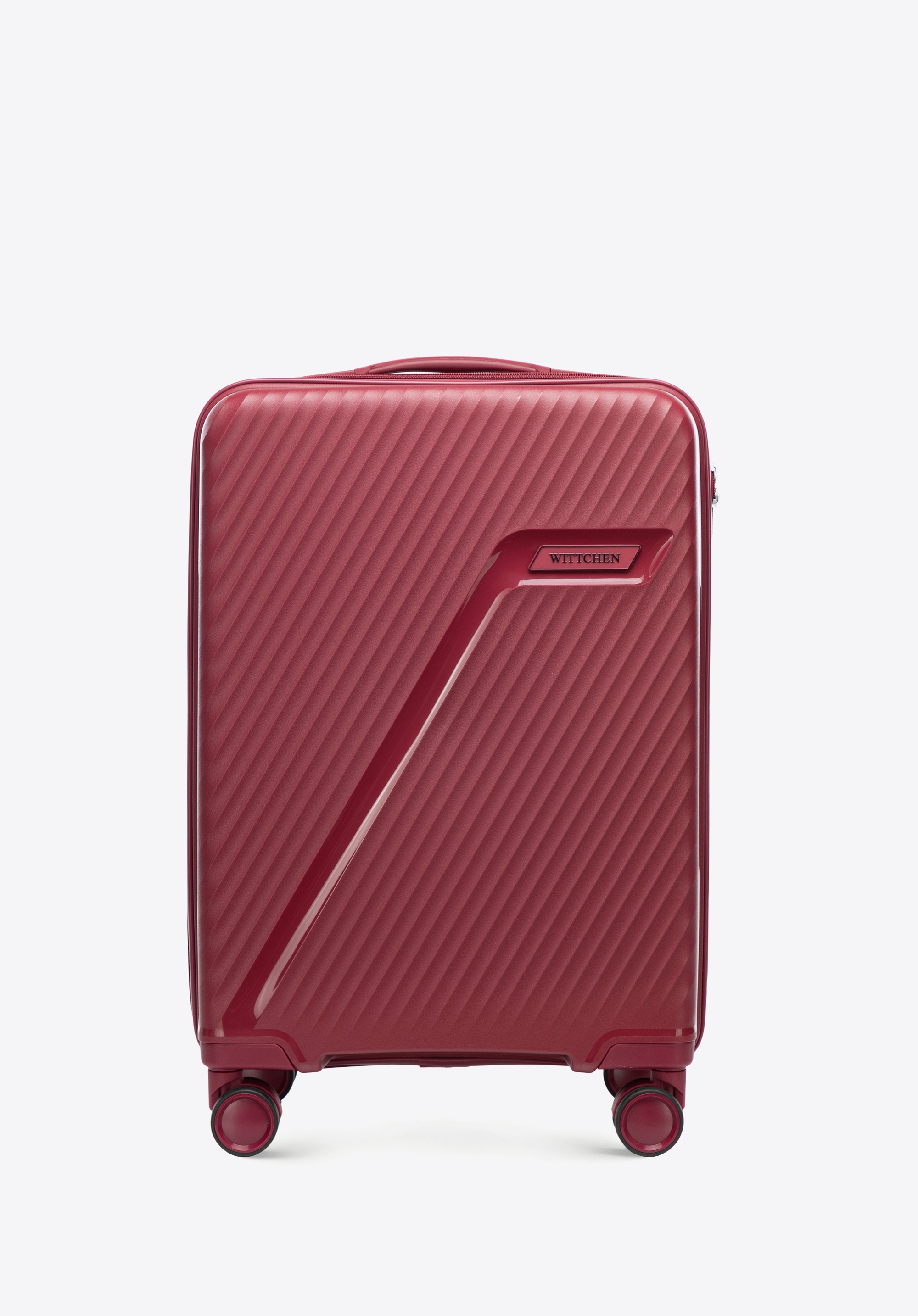 Small polypropylene suitcase with diagonal pattern, burgundy, 56-3T-501-30, Photo 1