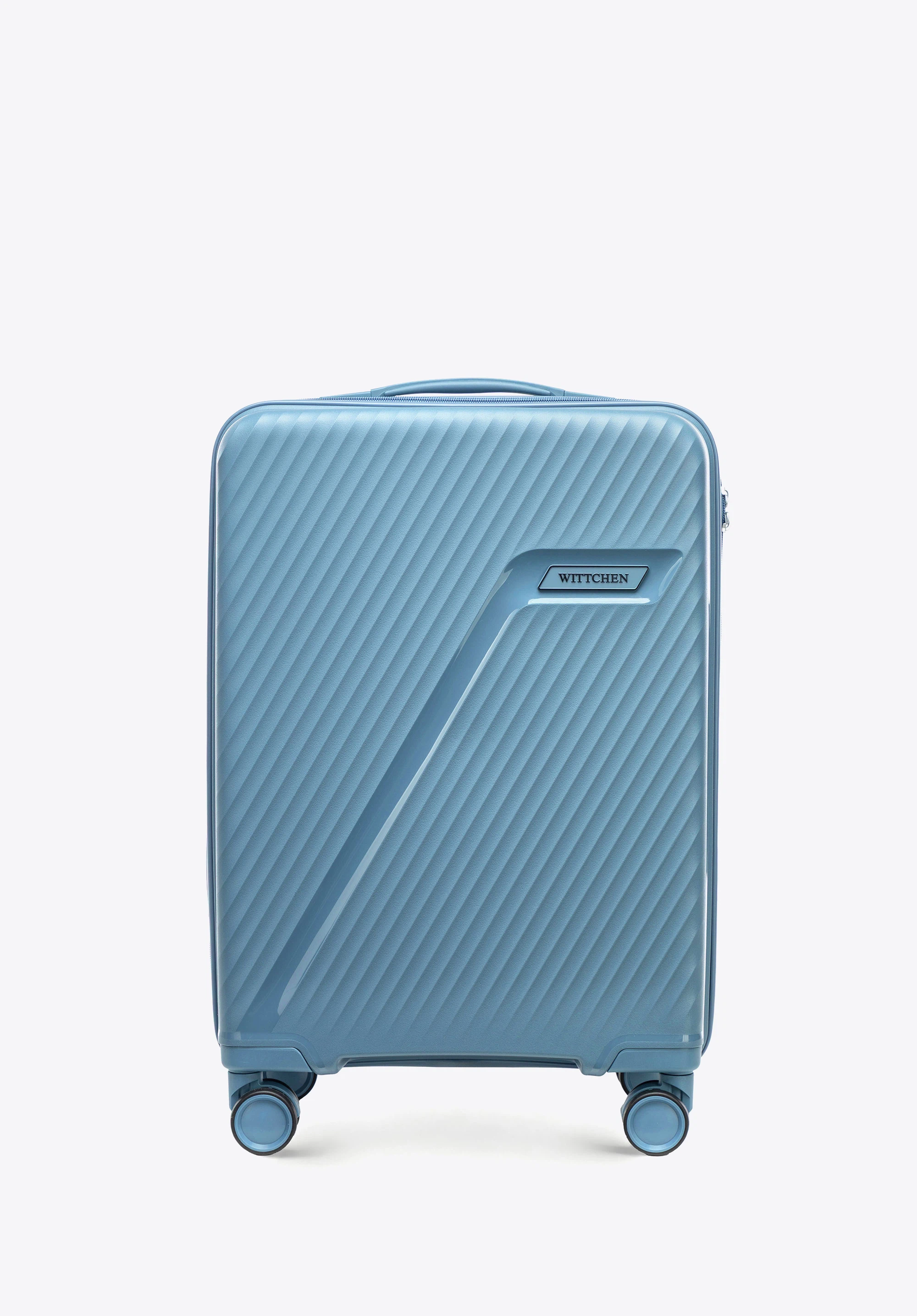 Small polypropylene suitcase with diagonal pattern, blue, 56-3T-501-70, Photo 1