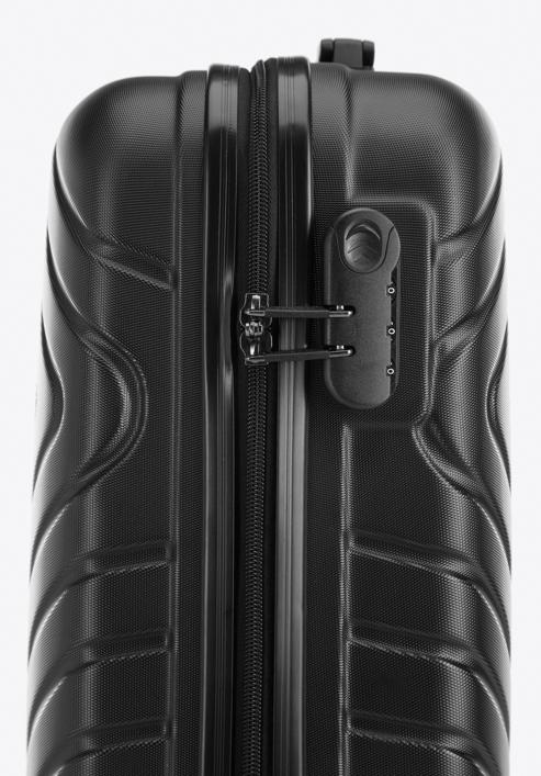 Walizka kabinowa z ABS-u z geometrycznym tłoczeniem, czarny, 56-3A-751-11, Zdjęcie 8
