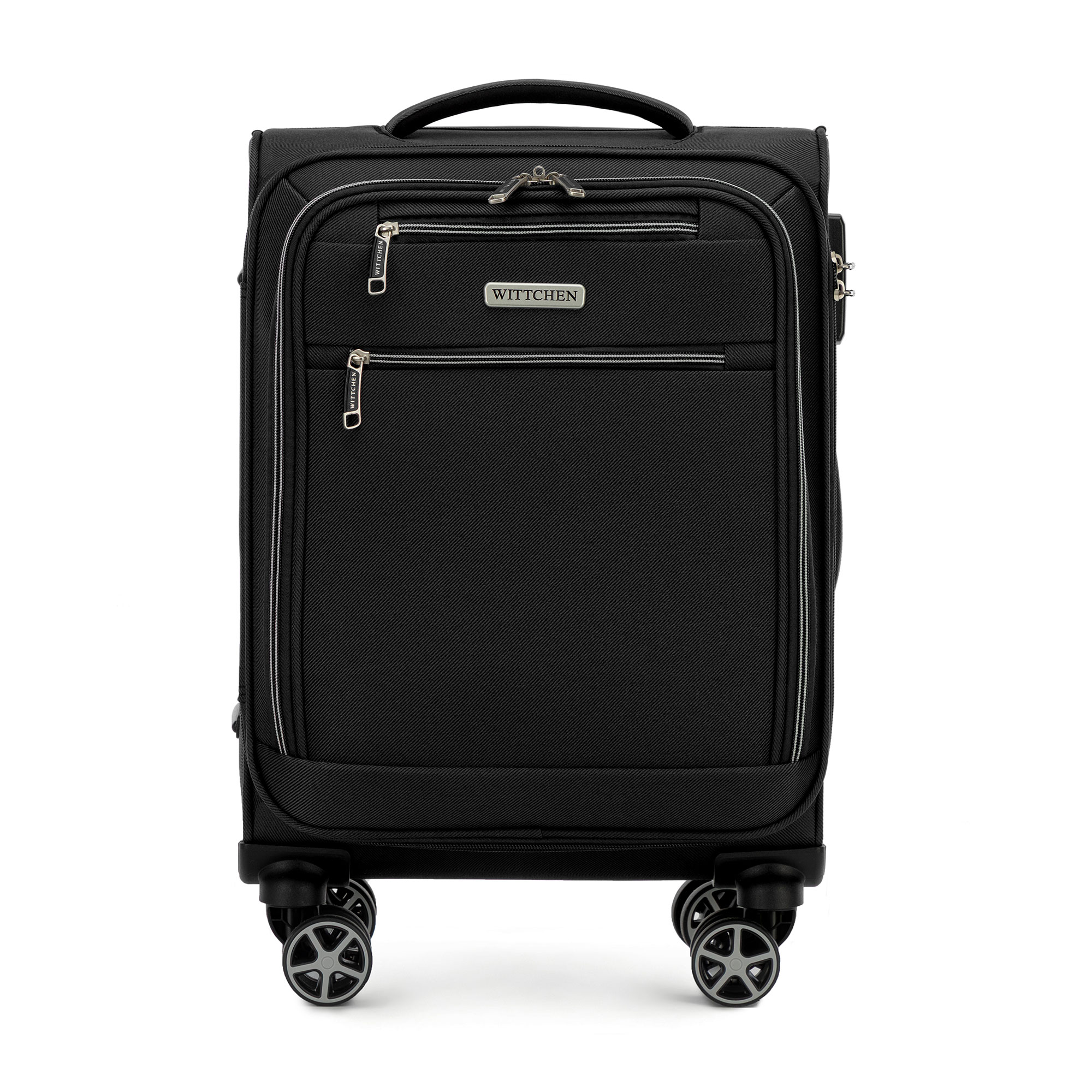 Mäkký kabínový kufor, polyester, čierny 56-3S-171-10