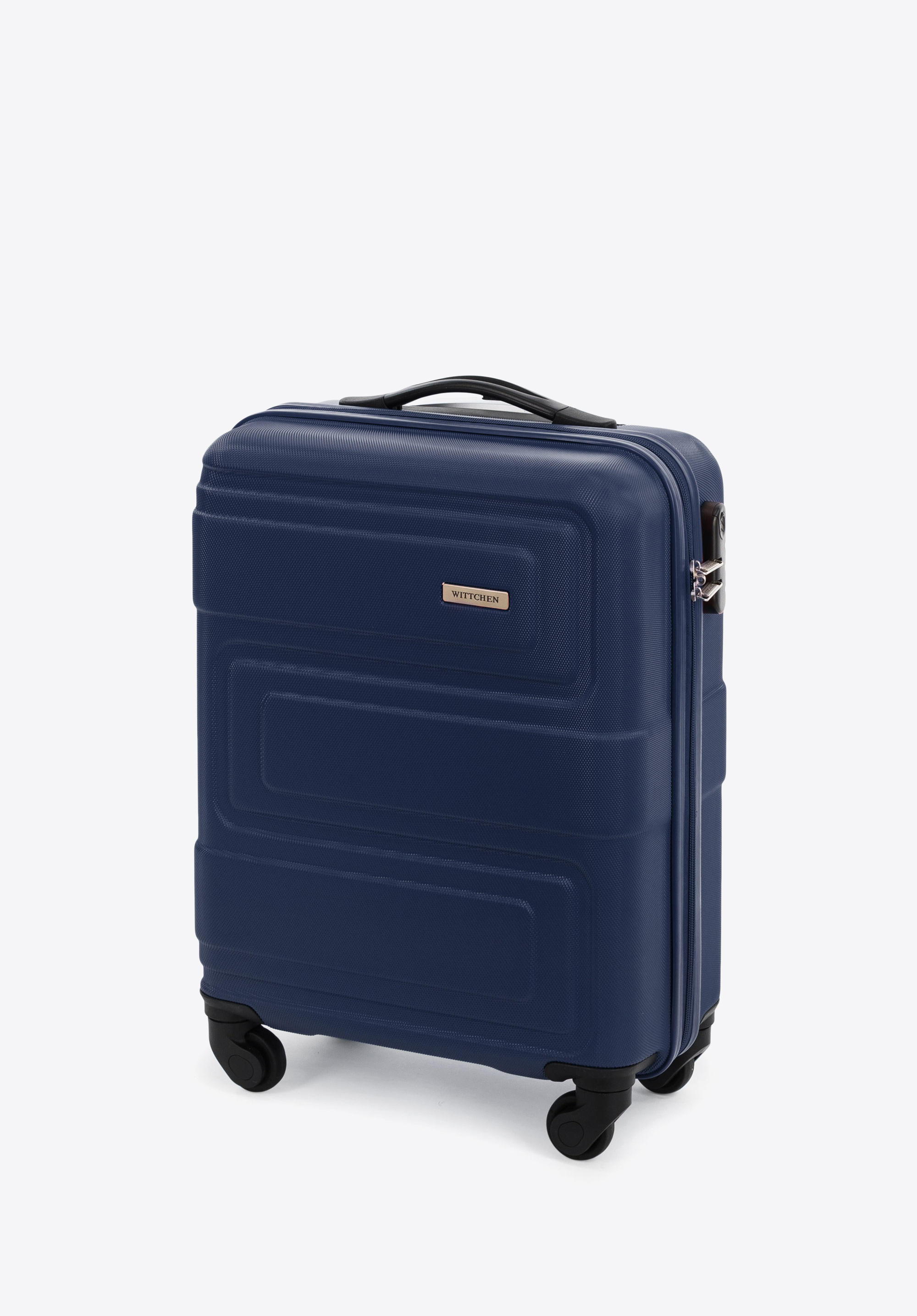 Walizka kabinowa z ABS-u tłoczona, granatowy, 56-3A-631-90, Zdjęcie 1