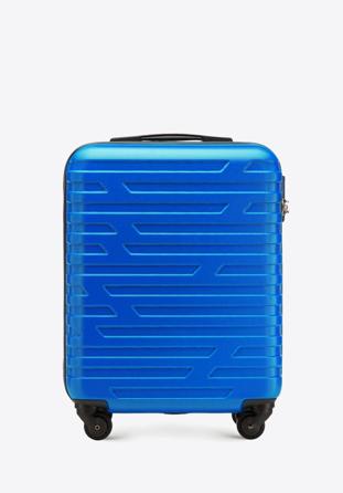 Walizka kabinowa z ABS-u w geometryczny deseń niebieska