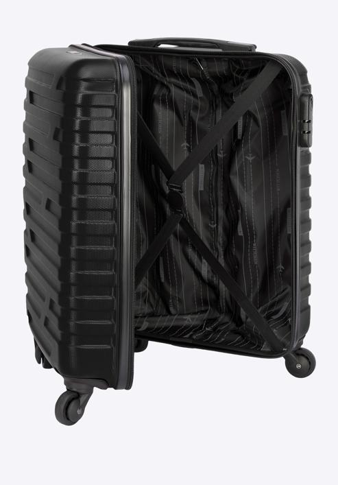 Walizka kabinowa z ABS-u w geometryczny deseń, czarny, 56-3A-391-10, Zdjęcie 5