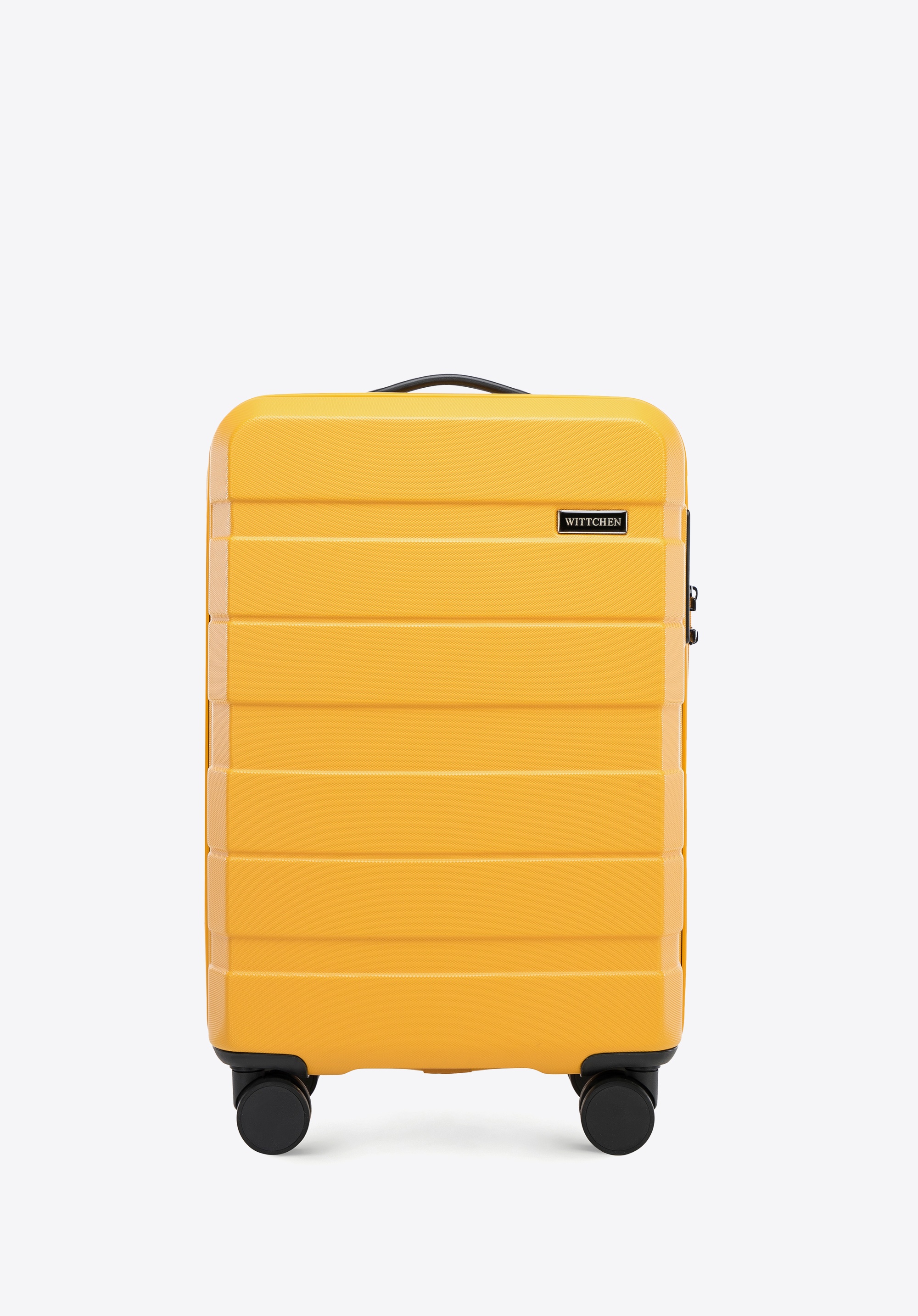 Mała walizka z ABS-u w poziome pasy, żółty, 56-3A-101-50, Zdjęcie 1
