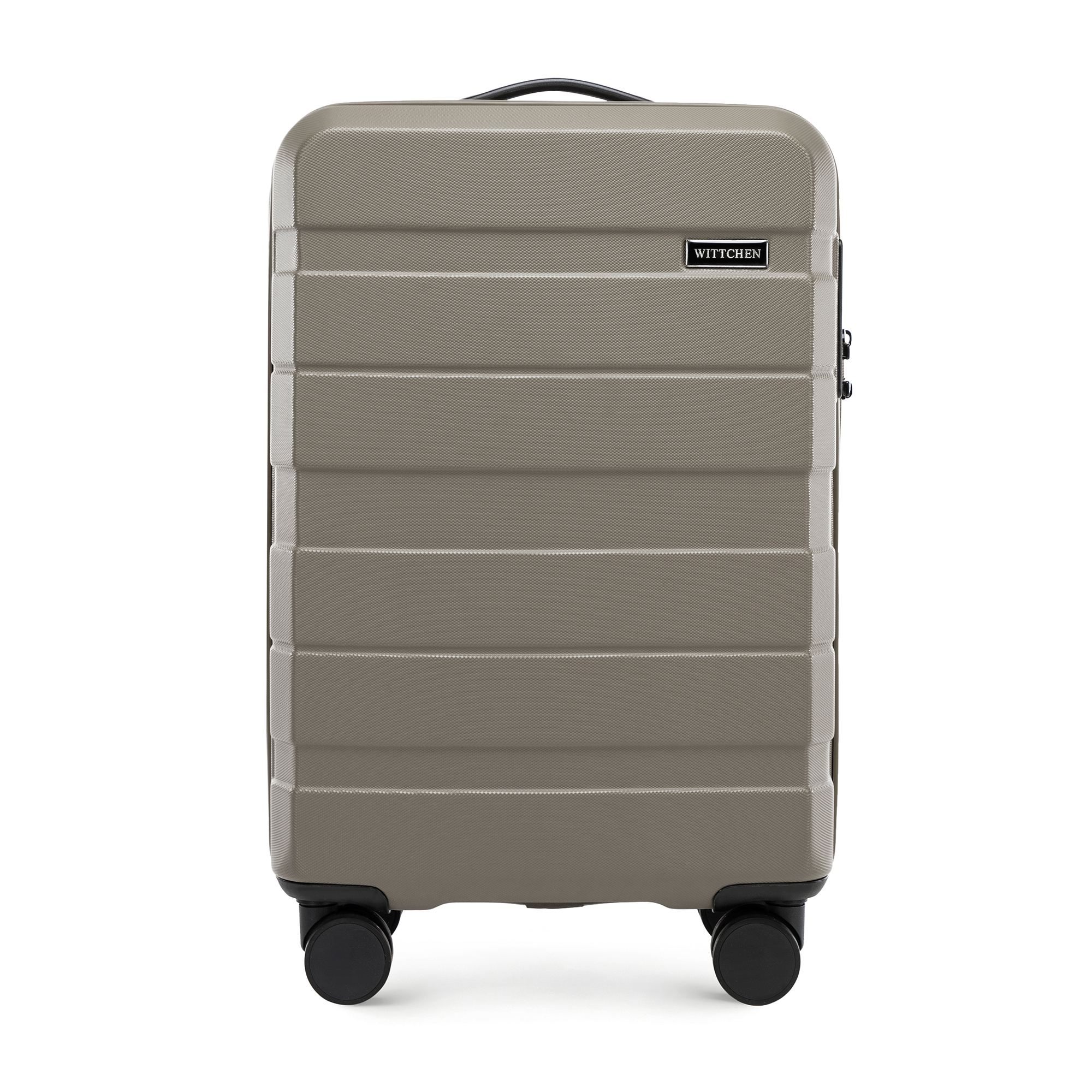 Kabínový kufor z ABS s horizontálnymi pruhmi, šampanský 56-3A-101-86