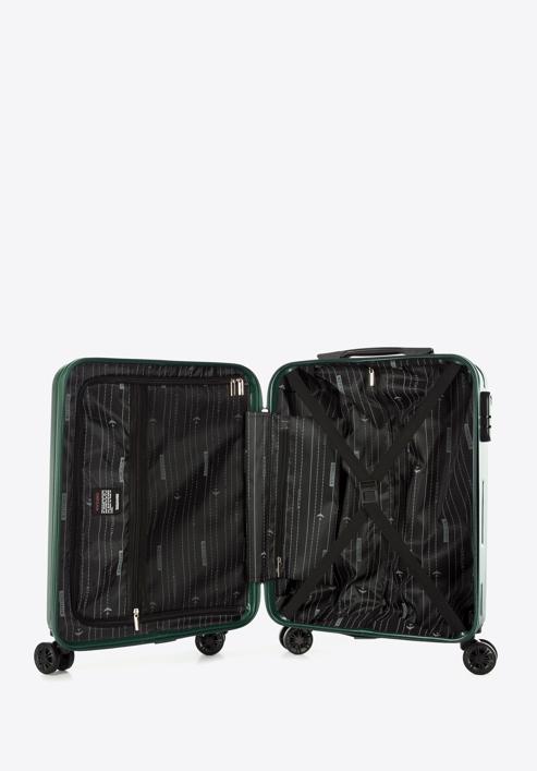 Walizka kabinowa z ABS-u w ukośne paski, ciemny zielony, 56-3A-741-10, Zdjęcie 5