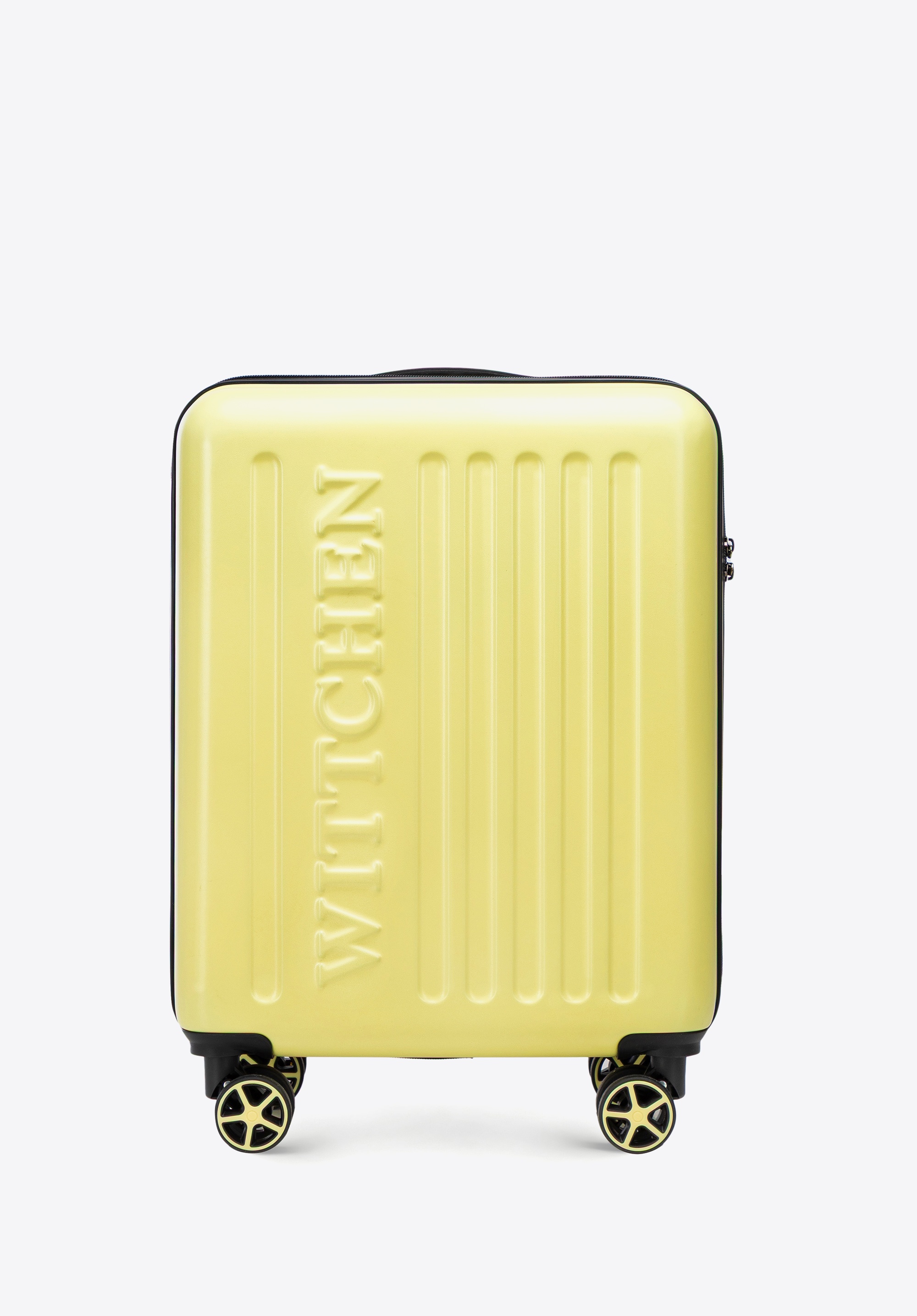 Walizka kabinowa z ABS-u z tłoczonym logo, żółty, 56-3A-501-50, Zdjęcie 1