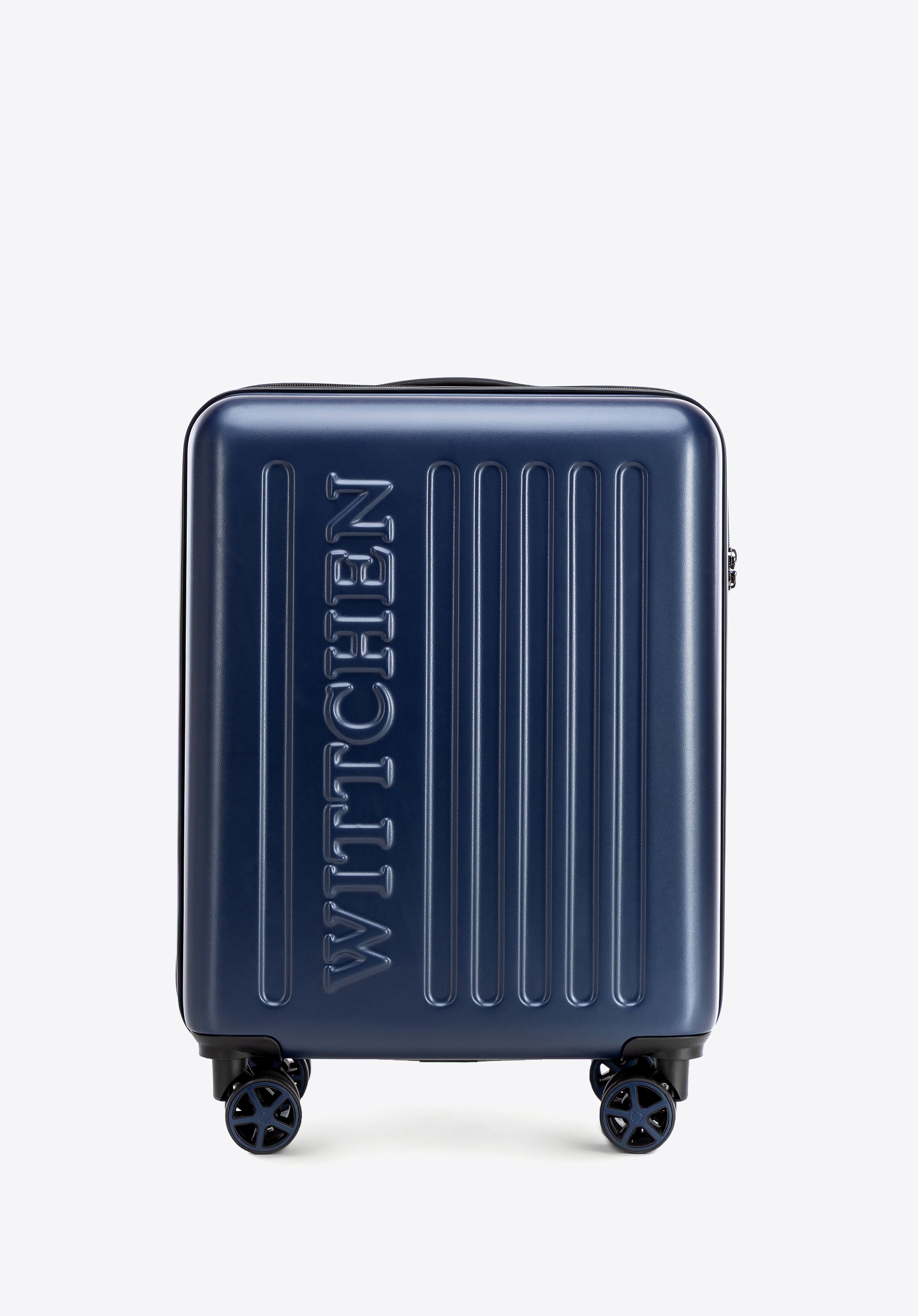 Walizka kabinowa z ABS-u z tłoczonym logo, granatowy, 56-3A-501-90, Zdjęcie 1